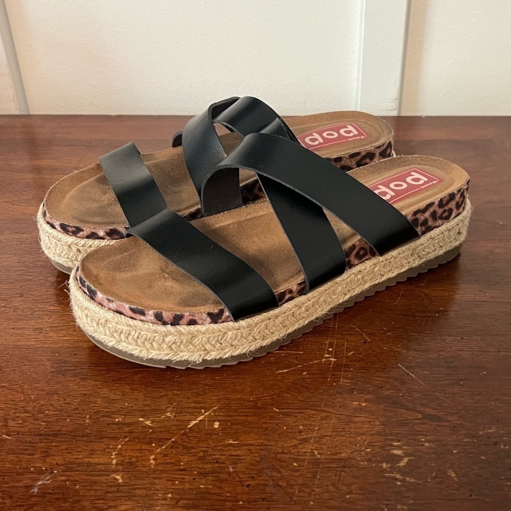 Black platform Espadrille Sandals by POP size 7